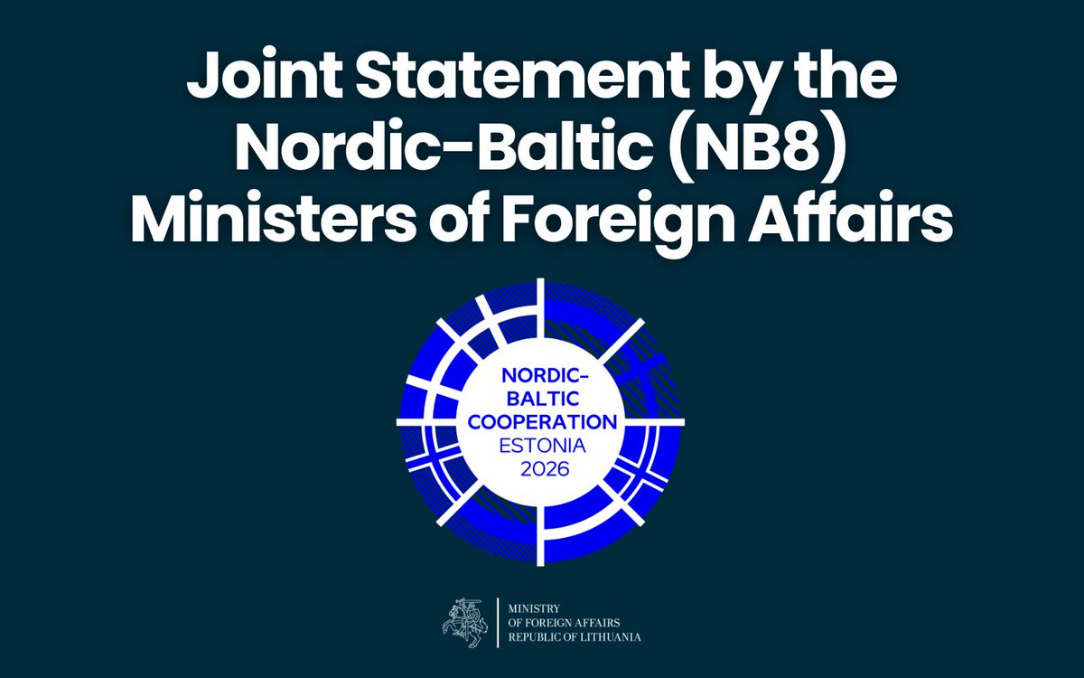 BudrysKestutis's tweet image. In our joint statement, the #NB8 foreign ministers reaffirm strong, long‑term support for #Ukraine, backing its #EU and #NATO path. 
We call for accountability for #Russia and pledge to tighten sanctions against it, as well as maintain pressure on #Belarus. 
We stress that Russia