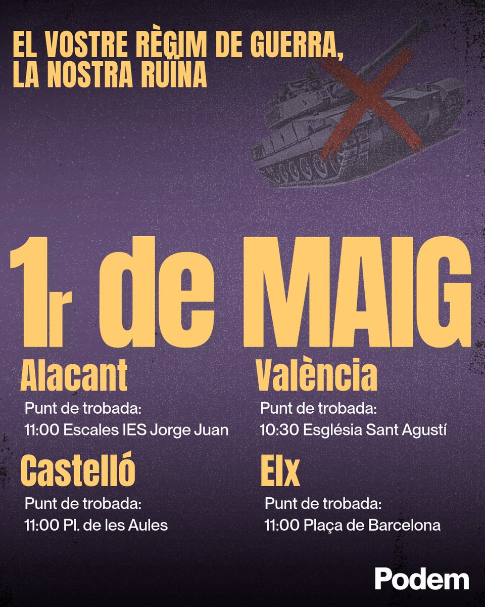 Front l’escalada bèl·lica, la precarietat i l’ofensiva contra els drets socials, és més necessari que mai alçar la veu!

És el moment de defensar la pau, els serveis públics i unes condicions de vida dignes per a la classe treballadora. Ens veiem demà! ✊🏼