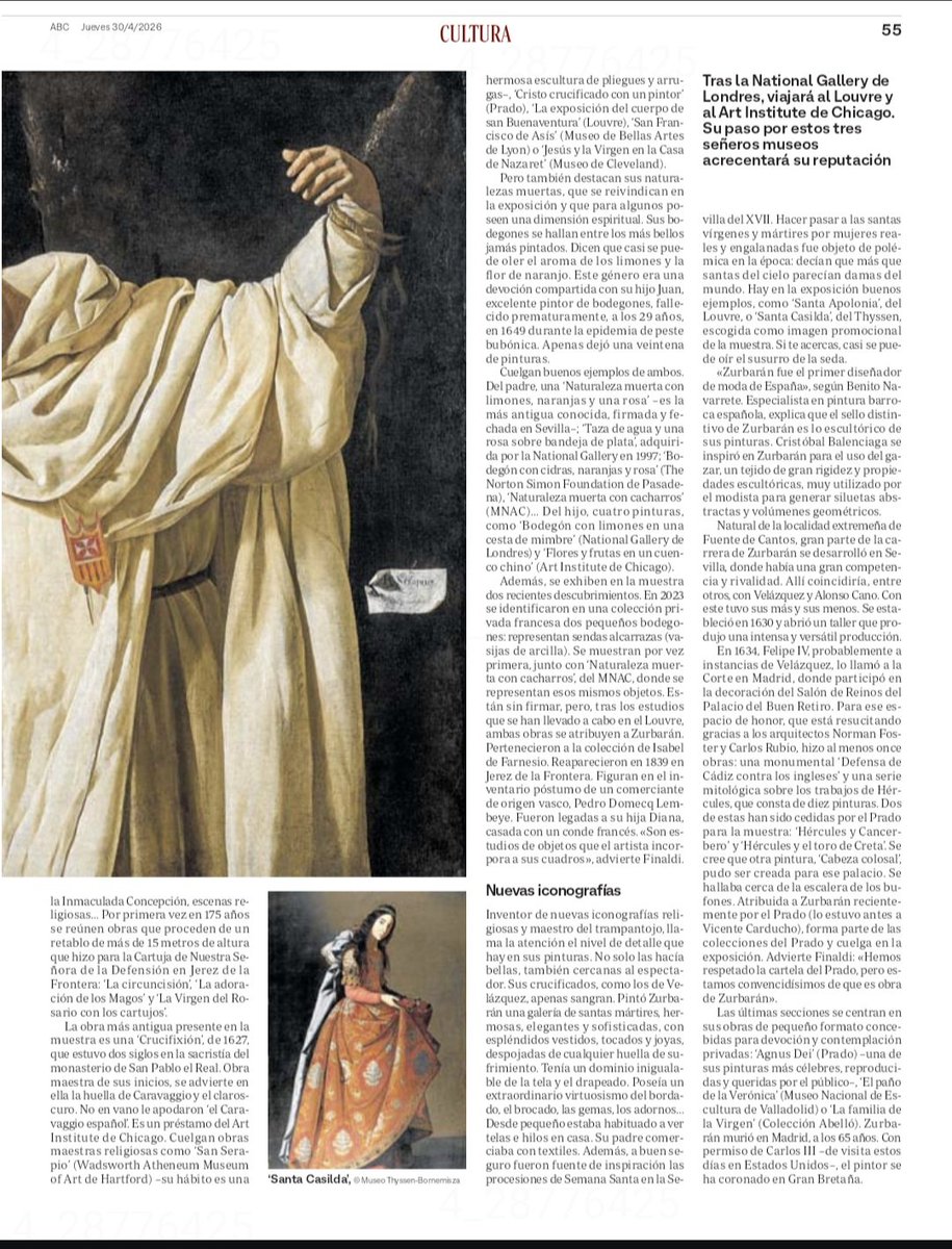 Excelente crítica de Natividad Pulido de la exposición Zurbarán en <a href="/NationalGallery/">National Gallery</a> donde se destaca su faceta como el primer diseñador español de moda en sus Santas, consecuencia de nuestra exposición Santas de Zurbarán, devoción y persuasión <a href="/zoidoJI/">Juan Ignacio Zoido</a> <a href="/abc_es/">ABC.es</a>