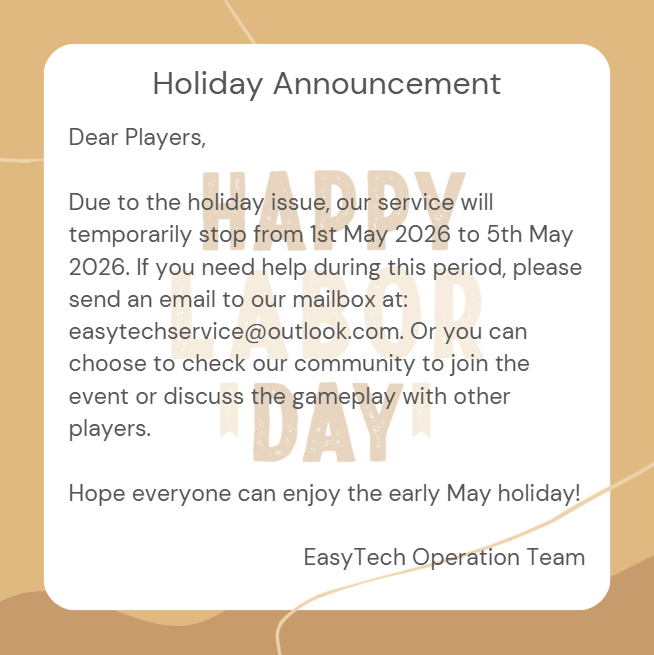 easytech_game's tweet photo. EasyTech Games Holiday Announcement https://t.co/iz3HqZOlzJ