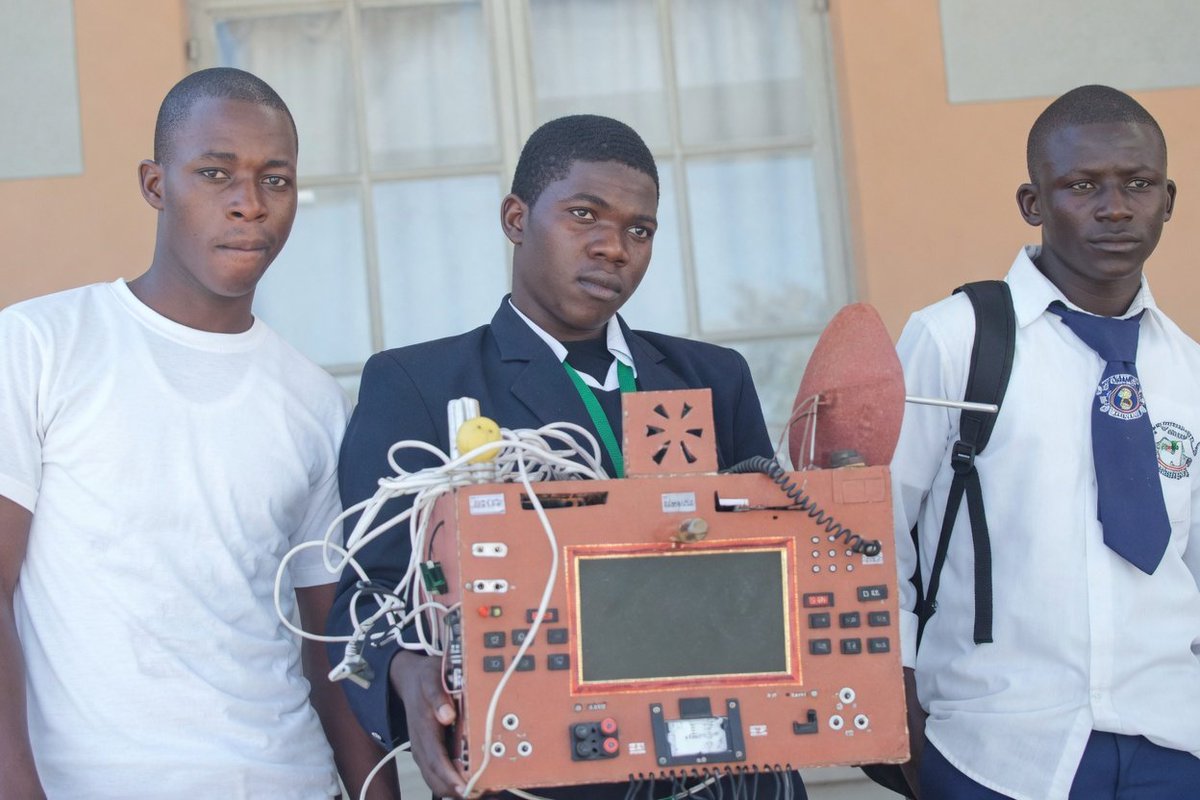 Namibian Teen, Simon Petrus made a phone that doesn't use airtime in 2016.

It works with radio frequencies and Calls are made without interruptions.

He made it from scraps of TV sets and phones. 

He started producing a wireless and simless phone in 2017. We are following up to