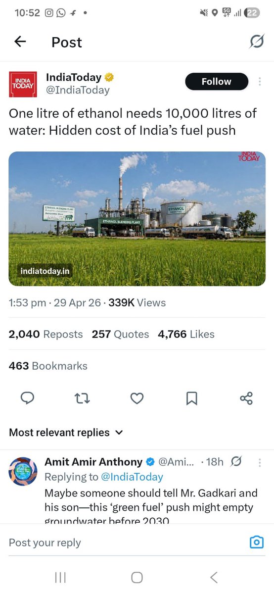 IndiaTales7's tweet image. I read this article. And I have one simple question for the people who wrote it.

Did you read your own article carefully before publishing it?

Because the article itself admits that most of the water cited is used in growing crops not in making ethanol. And yet the entire scary