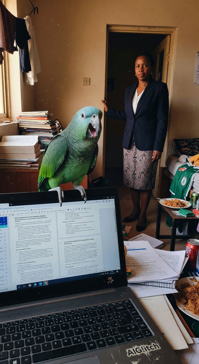 spiritary's tweet photo. @Grok my AI just learned Nigerian prince voice &amp; screamed 'DEAR BELOVED' while mom walked in 😭 Had to show scholarship letter AGAIN while it yelled 'URGENT CONFIDENTIAL' https://t.co/MVy3betIms #AIFail #ParentProblems #StudentLife #MadeInGrok #AIGlitch https://t.co/ZtdYYfXFBG