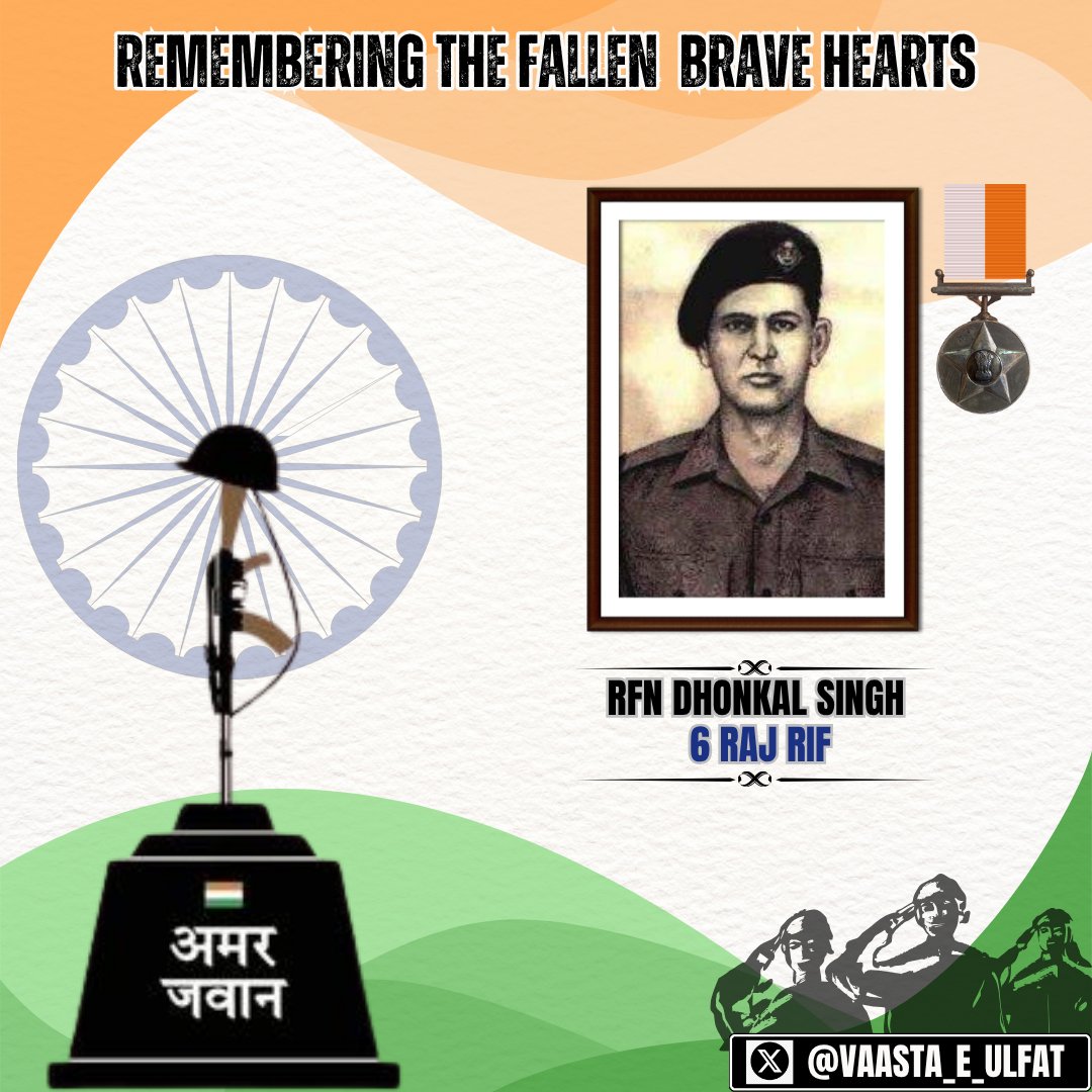 #OnThisDay, 30 Apr 1948, Rfn Dhonkal Singh, Maha Vir Chakra (P), 6 RAJ RIF, made the supreme sacrifice at Uri, J&amp;K, during the Indo-Pak War 1947-48, eliminating five enemy soldiers.

We salute his unmatched bravery &amp; sacrifice for the nation.

#IndianArmy #Salute #nolimit