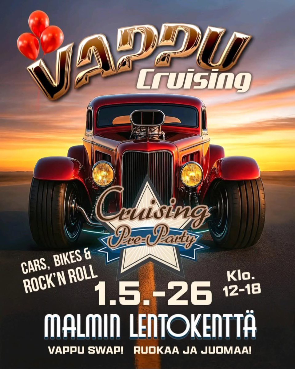 TuijaVirtanen's tweet photo. Jos upeat ajoneuvot kiinnostaa, niin huomenna kannattaa suunnaksi ottaa Malmin lentokenttä ❤️🎉🎈

#FHRA VappuCruising klo 12-18 
Ravintolassa brunssi
Kentällä burger-rekkoja, jäätelöä ym.
Piknik-tilaa löytyy
Ajoneuvoja ohjaamassa mm allekirjoittanut 

#vappucruising 
#fordfreaks https://t.co/5iac5AxdKU