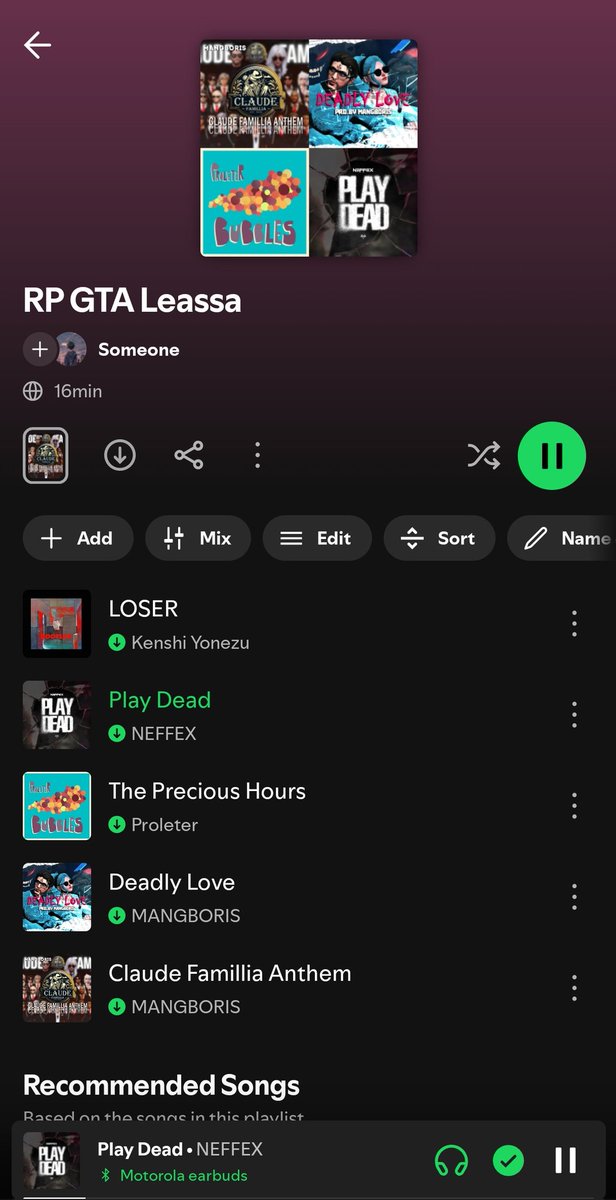 Spill lagu/playlist kalian buat jadi moodbooster kalian sebelum/saat/setelah kalian kegiatan guys

For me this one, kaya pas kerja pun dengerin nya ini wkwkwk (pake earphone guys tenang)

Terutama yg play dead, enak bgt itu tuh wkwk