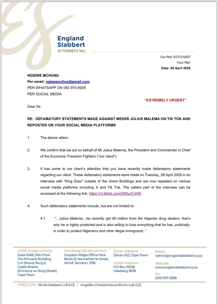 Economic Freedom Fighters tweet media