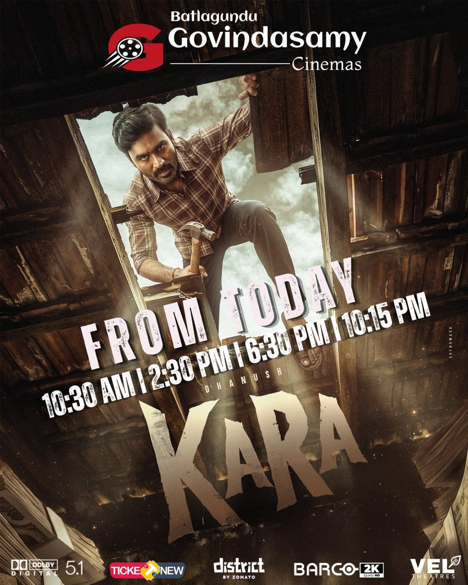 GovindasamyCine's tweet image. 🔥👁️ KARA (Tamil) – NOW RUNNING 👁️🔥

Batlagundu, don’t miss this gripping big-screen experience! 🎬🔥
Packed with suspense, emotion &amp;amp; powerful moments.

⏰ Shows: 10:30 AM | 2:30 PM | 6:30 PM | 10:15 PM
🎟️ Book now!
📍 Govindasamy Cinemas

#Kara #NowRunning #BookNow #TamilMovies