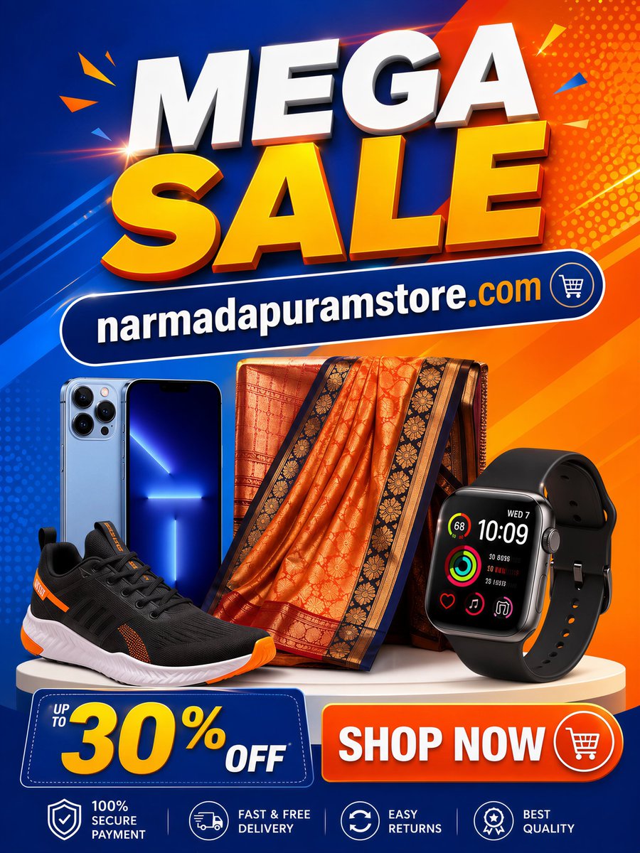 Ns_store_'s tweet image. MEGA SALE is LIVE 🔥🛍️

Upgrade your style &amp;amp; tech with amazing deals on fashion, gadgets &amp;amp; more — all in one place!

✨ Up to 30% OFF
🚚 Fast &amp;amp; Free Delivery
🔁 Easy Returns
🔒 100% Secure Payment
👉 Shop now: narmadapuramstore.com
#MegaSale #OnlineShop #NarmadapuramStore