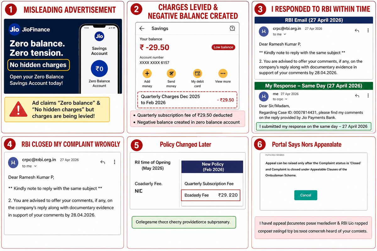 ramesh_kumar_p's tweet image. I am extremely disappointed with how my complaint was handled by the @RBI Ombudsman

My complaint N202526006017024 against Jio Bank was closed saying “no response received” — which is factually incorrect. I replied on the same day of mail

#RBIOmbudsman #CustomerRights #JioBank