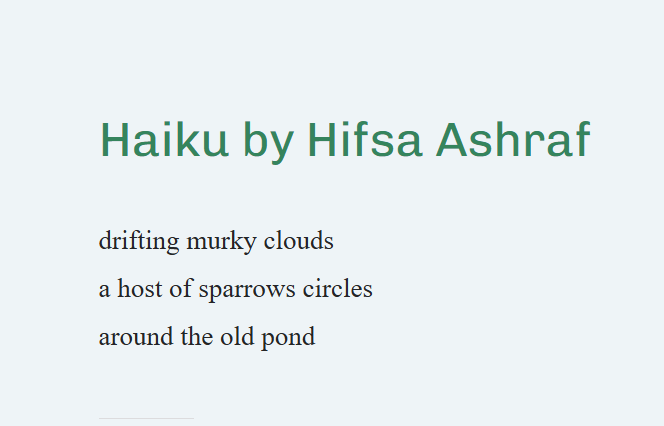 hifsays's tweet image. Glad to have a haiku published in 5-7-5 haiku journal. Thanks DJ Tyrer for the honour!

575haikujournal.wordpress.com/2026/04/28/hai…

#haiku #micropoetry #writingcommunity