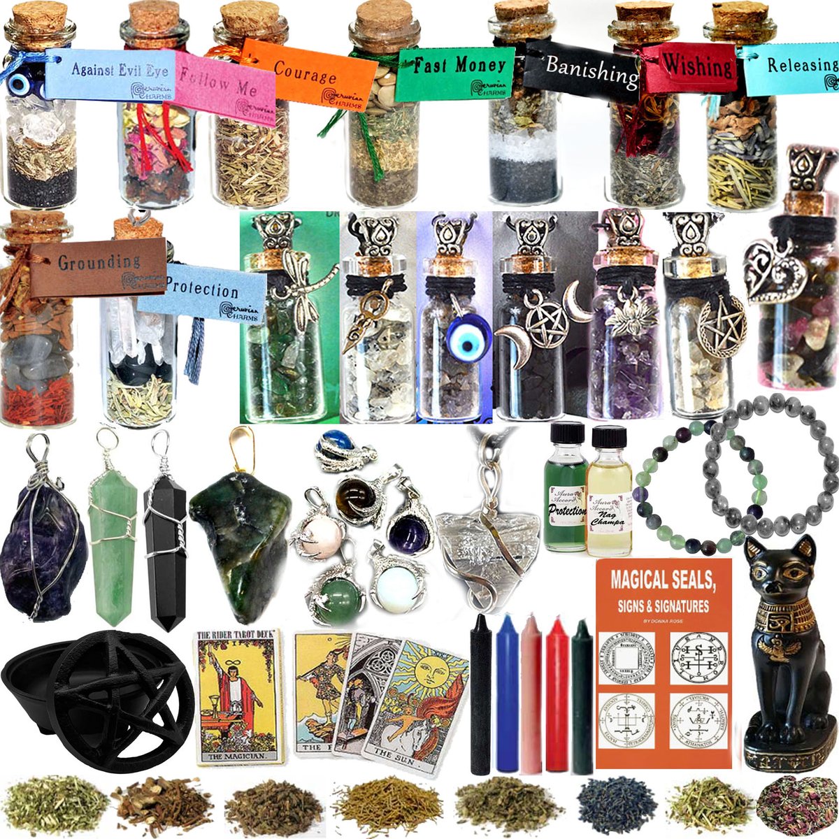 IpsoFactoStore's tweet image. New at Ipso Facto are spell jar necklaces, oils, tarot cards, books, candles, statuary, cauldrons, gemstone jewelry, herbs available at our SoCal boutique at 517 N. Harbor Blvd. Fullerton, CA &amp;amp; ipso-facto.com
Open daily. Since 1989. See you soon
#witchcraft #wicca #witch