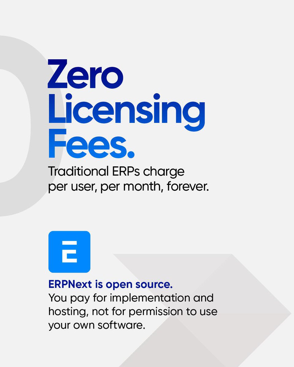 solviostech's tweet photo. 💸 Still paying SAP &amp; MS Dynamics prices? There’s a smarter way.

10,000+ businesses have already switched 👇

✅ ERPNext = 100% open source (no license fees)
✅ All-in-one: Finance, HR, Sales, Inventory &amp; more
✅ Real implementation from $2,000 https://t.co/GG3hSSfLra