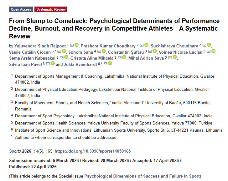 al_da_X's tweet photo. I came across an interesting systematic review on psychological determinants in competitive sport. It highlights how readiness, burnout, motivation, resilience, and anxiety shape return to sport, reinjury risk, injury incidence, and performance decline.
https://t.co/3rmFa5WDXQ https://t.co/8QRln3aCiW