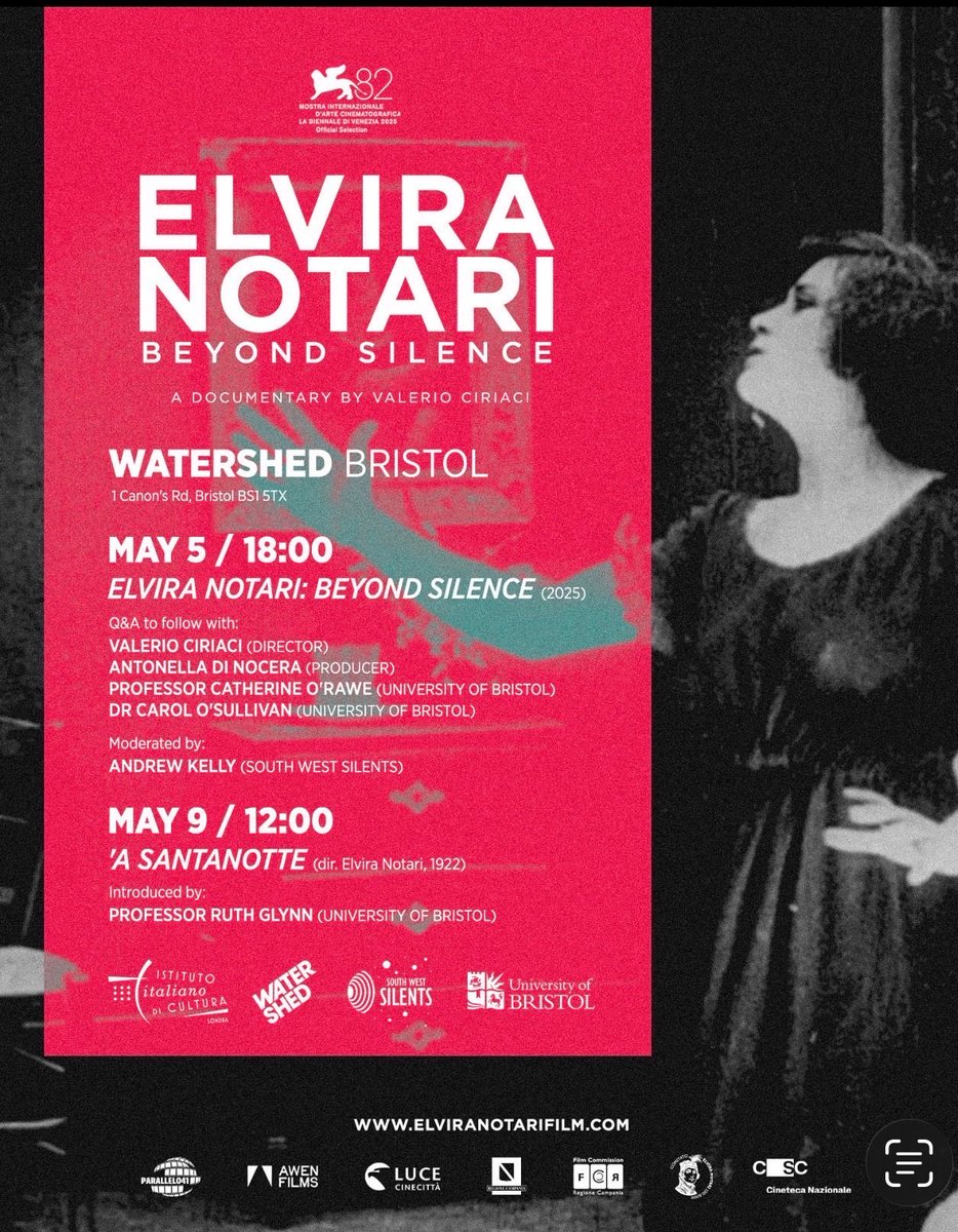 SWSilents's tweet image. Hey #SilentFilm fans! Join us this Tuesday at Watershed, #Bristol for a special screening of the new documentary Elvira Notari: Beyond Silence (2025) with director Valerio Ciriaci joining us in person. 

Tickets available here: watershed.co.uk/whatson/13921/…