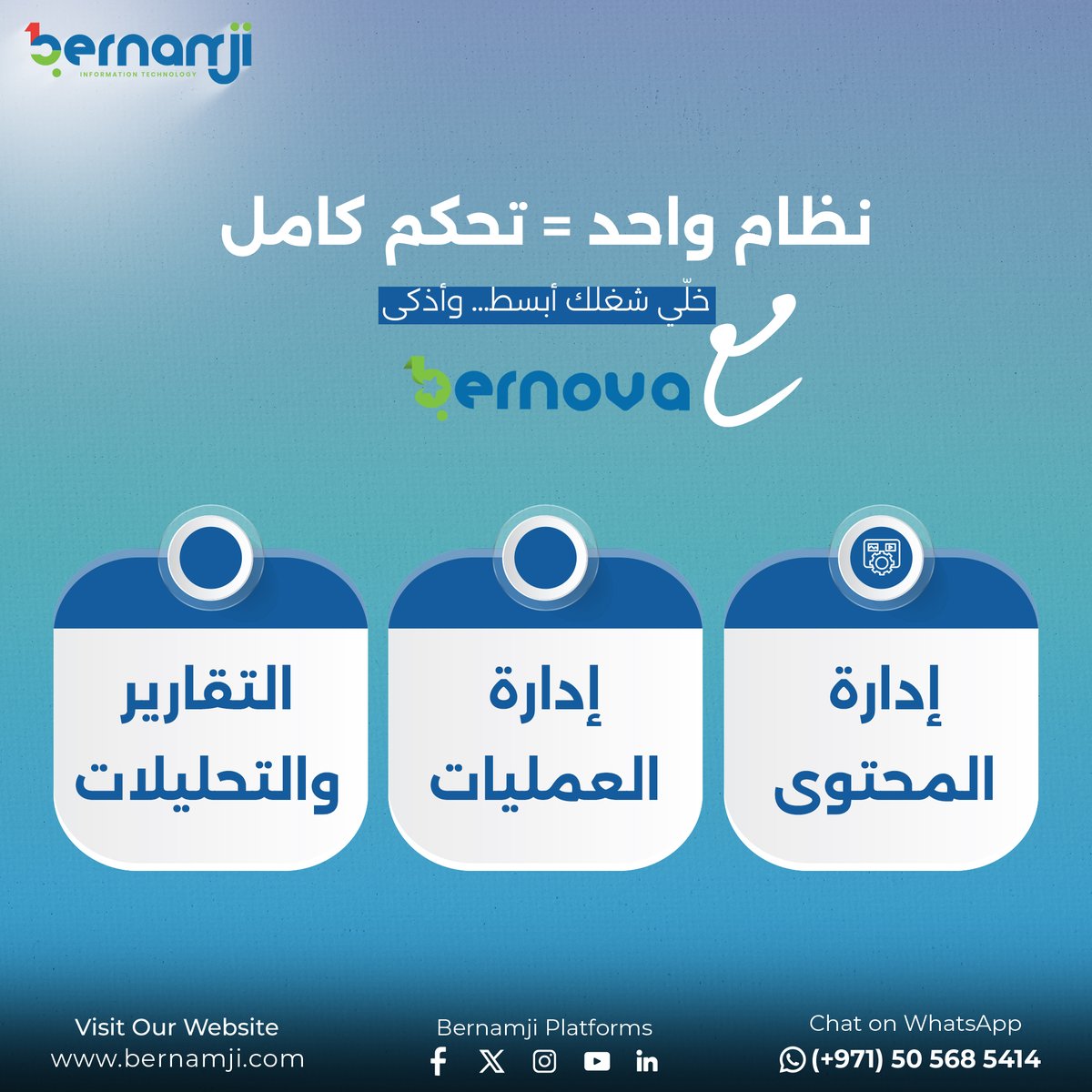 bernamji's tweet image. تخيل كل شغلك في نظام واحد 👇

📌 إدارة محتوى
📌 إدارة عمليات
📌 تقارير وتحليلات
ده مش خيال… ده واقع مع الأنظمة الحديثة زي Bernova
اللي بتجمع كل حاجة في مكان واحد
🚀 خلّي شغلك أبسط… وأذكى

#AllInOne #DigitalSolutions #Bernamji