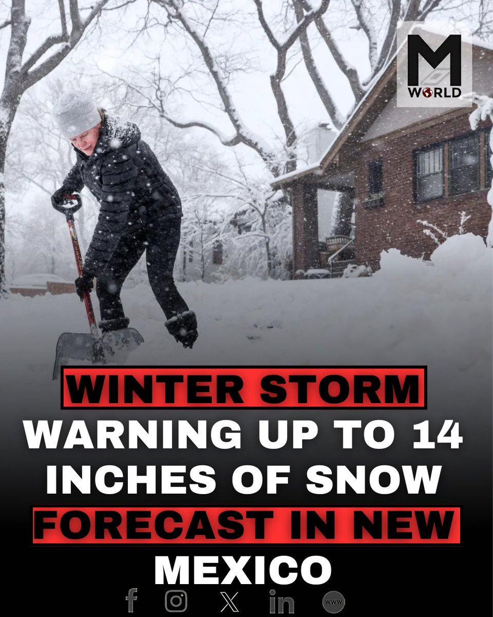 themworldnews's tweet image. A rare late-season winter storm is set to bring up to 14 inches of snow to parts of New Mexico as May begins, prompting weather warnings and travel concerns across the region.
#WinterStorm #NewMexico #SnowStorm #WeatherAlert #USWeather #BreakingNews