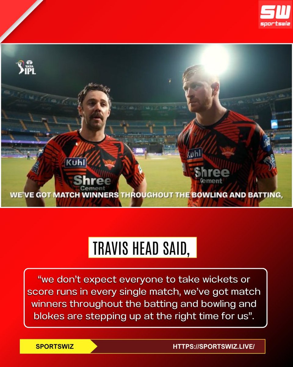 mysportswiz's tweet image. Travis Head highlights the strength of team balance 🏏🔥

Not everyone needs to perform every game — match-winners step up when it matters 💯✨

That’s what makes a champion team 👑

Sportswiz.live

#TravisHead #HardikPandya #Hitman #BCCI #ShardulThakur #Rohit