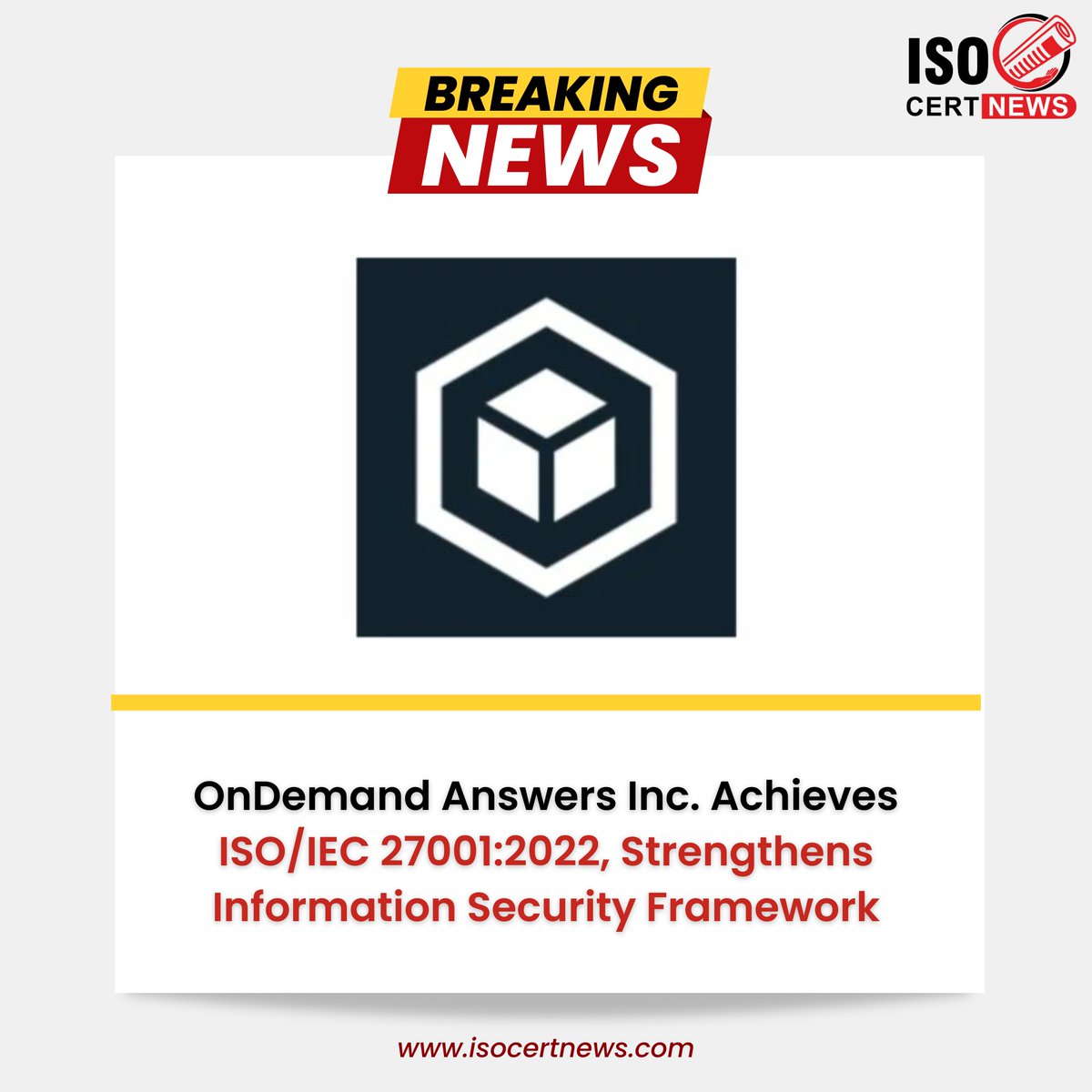 isocertnews24's tweet image. OnDemand Answers Inc. has successfully achieved ISO/IEC 27001:2022 Certification.This milestone reflects the company’s strong commitment to information security and data protection.

Read full news here:

isocertnews.com/ondemand-answe…

#ISOCertNews #ISOCertNews #ISO27001