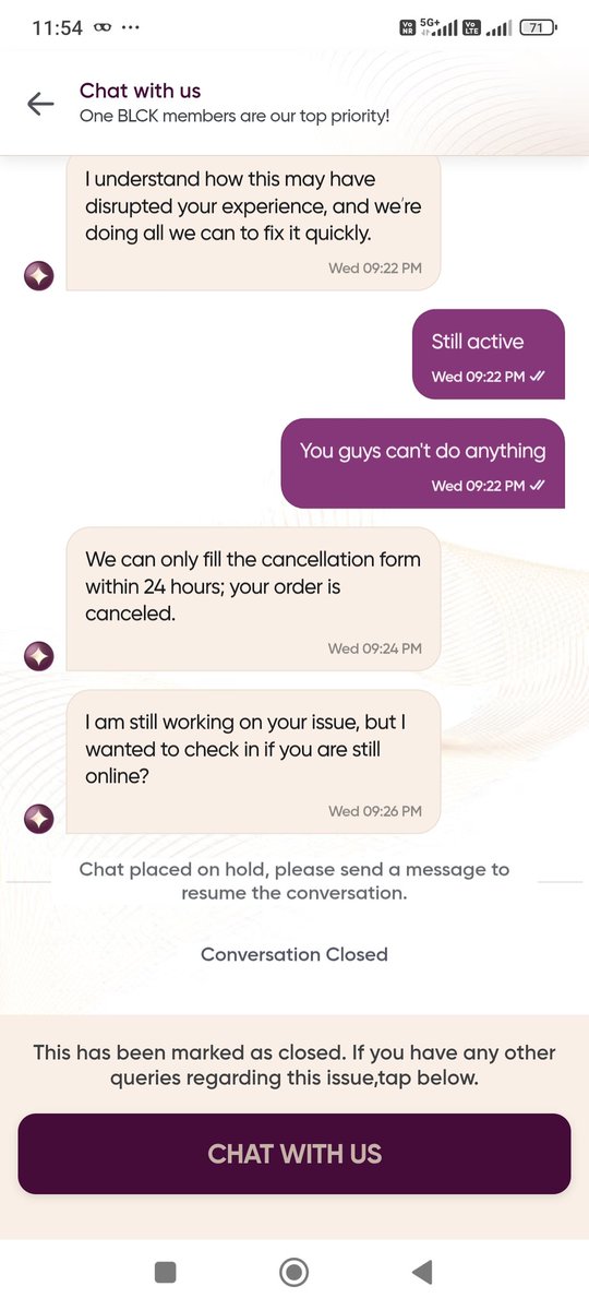 sehjan's tweet photo. @Swiggy I connect with customer care they said my order is cancelled. Still showing active order after 18 hours. As I am a black member. No priority is given. What kind of support you are giving. https://t.co/knEo9iHghC