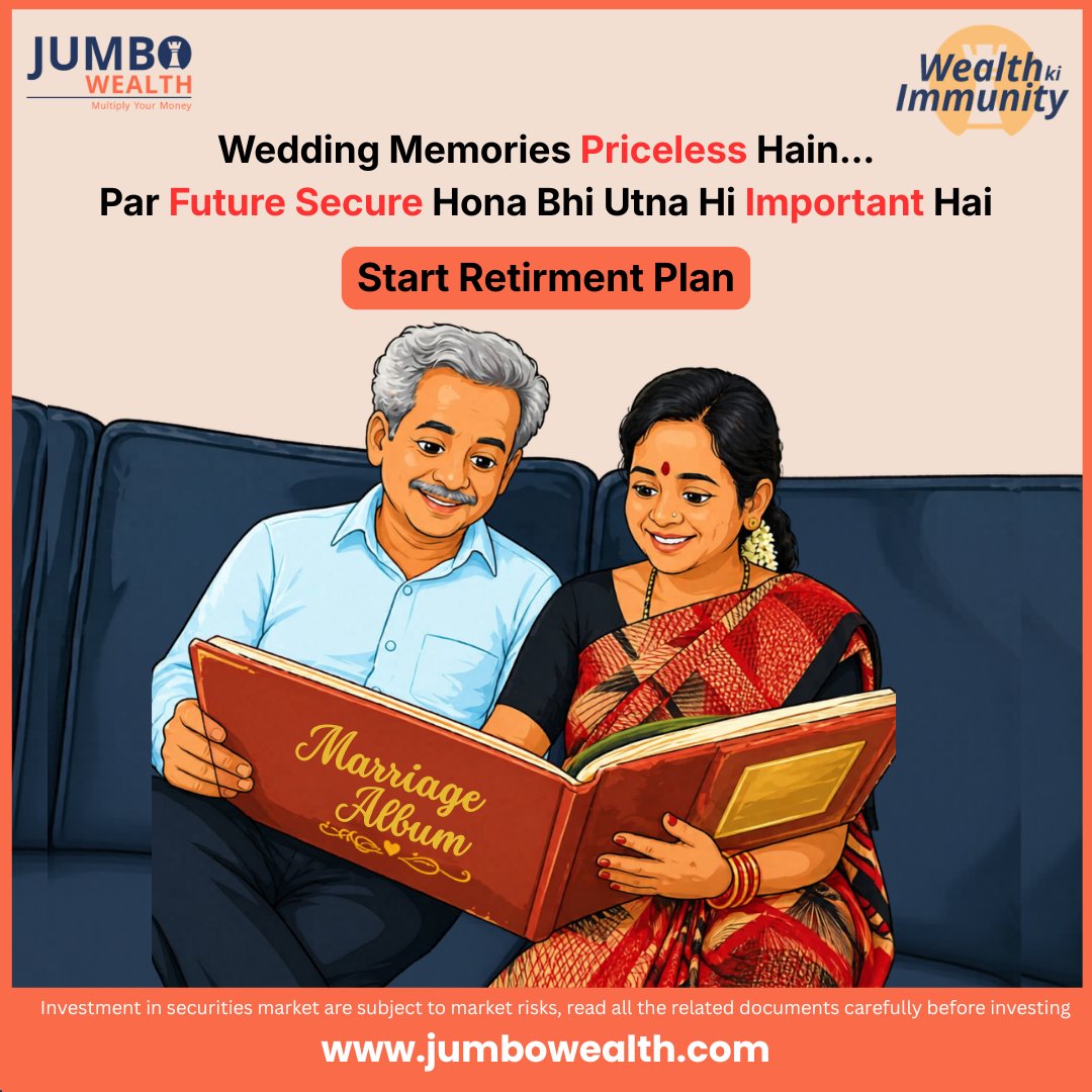 JumboWealth's tweet photo. Wedding memories stay forever — but a secure future needs planning too.
As you cherish the moments you built together, make sure your retirement years are filled with comfort, dignity, and peace of mind.

#RetirementPlanning #FutureSecurity #HappilyEverAfter #FinancialFreedom https://t.co/ZMfHtBwYB9