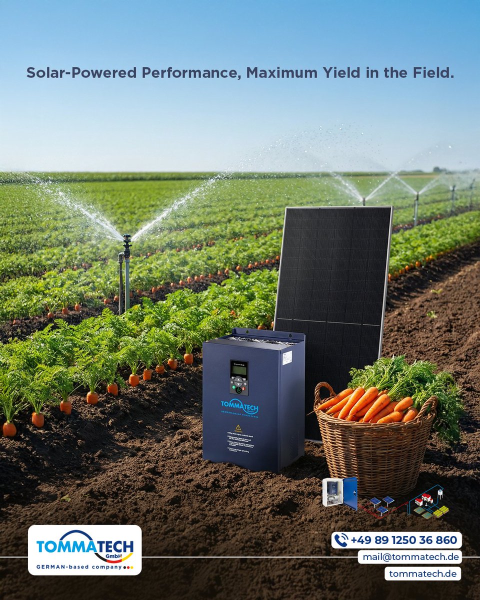 tommatech's tweet photo. Harness the power of the sun for smarter, more sustainable farming.

With solar-powered irrigation systems, reduce energy costs while maximizing crop yield.

☎️+49 89 1250 36 860
📨mail@tommatech.de

#TommaTech https://t.co/GSbtzOGpjT