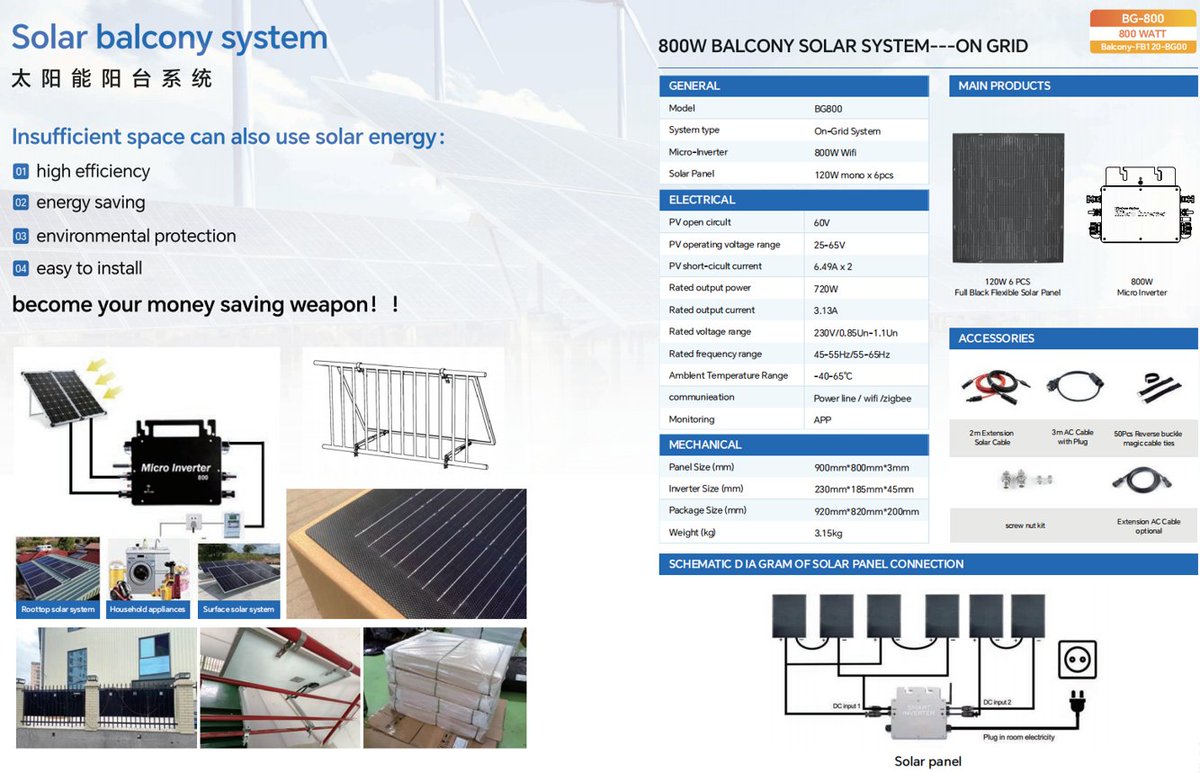 lin24466's tweet image. Balcony solar system 🏡☀️
Plug &amp;amp; play, WiFi monitoring, easy setup for home use.
📞 +86 133 5570 8331
#balconysolar #solarsystem #solarenergy #plugandplay #smartenergy #renewableenergy