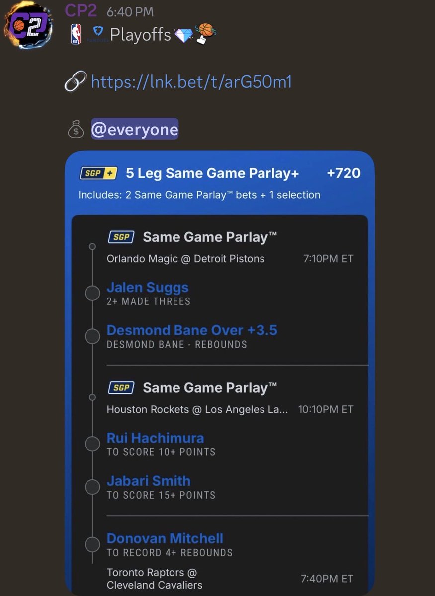 UmbrellaSportsX's tweet image. 2/2 NBA ✅✅
WE CASH BOTH 💰

+720 💎
+462 💎
BOOSTS = MAX VALUE… WE CAPITALIZE

Suggs ✅
Bane ✅
Rui ✅
Jabari ✅
Mitchell ✅

🛑 BLOCKS + STEALS ANGLE CASHED TOO

PLAYOFFS = DEFENSE →
Rebounds + Blocks = 💸

#NBAPicks #NBAPlayoffs #NBA #WinnersWin #DailyPicks