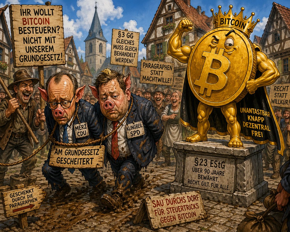 cryptocouplou's tweet photo. Bitcoin &amp; Gold stehen im
selben §23 EStG.
Steuerfrei nach 1 Jahr.

Nun soll nur Bitcoin stärker besteuert werden?
Problem: Art. 3 GG verlangt Gleichbehandlung.

Optionen:

Nur BTC besteuern → Klagen
Alles besteuern → auch Gold
Sonderregel → fragwürdig

So einfach ist es nicht. https://t.co/53qnXUcljo