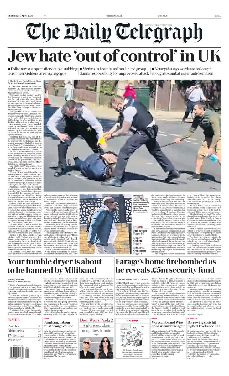 GideonFalter's tweet photo. As I told the @Telegraph, Jew-hatred in Britain is out of control. British children are being radicalised, Iran is orchestrating terrorism on our streets, our cities are overrun with hate marches, and our politicians and police are appeasing extremists. This is a national emergency and after so many attacks we have still yet to see any evidence at all that the Prime Minister has a plan.

Go to Downing Street tonight at 7pm.

Full details from @antisemitism.