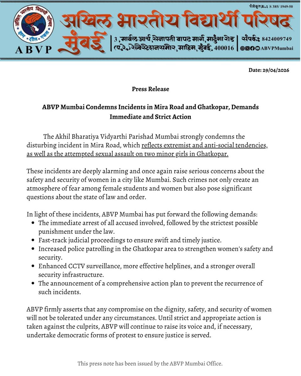 ABVP Mumbai tweet media