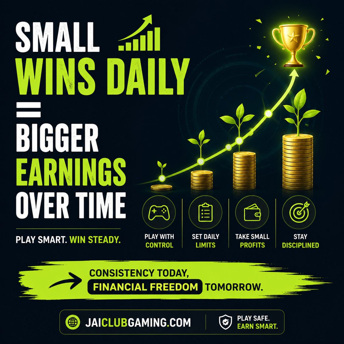 jaiclub348's tweet image. Small wins daily &amp;gt; One big risky win.

That’s the real game most players don’t understand.

Consistency builds earnings.
Emotions destroy them.
Play smart. Stay disciplined.
🌐 jaiclubgaming.com

#GamingTips #OnlineEarning #PlaySmart #Consistency