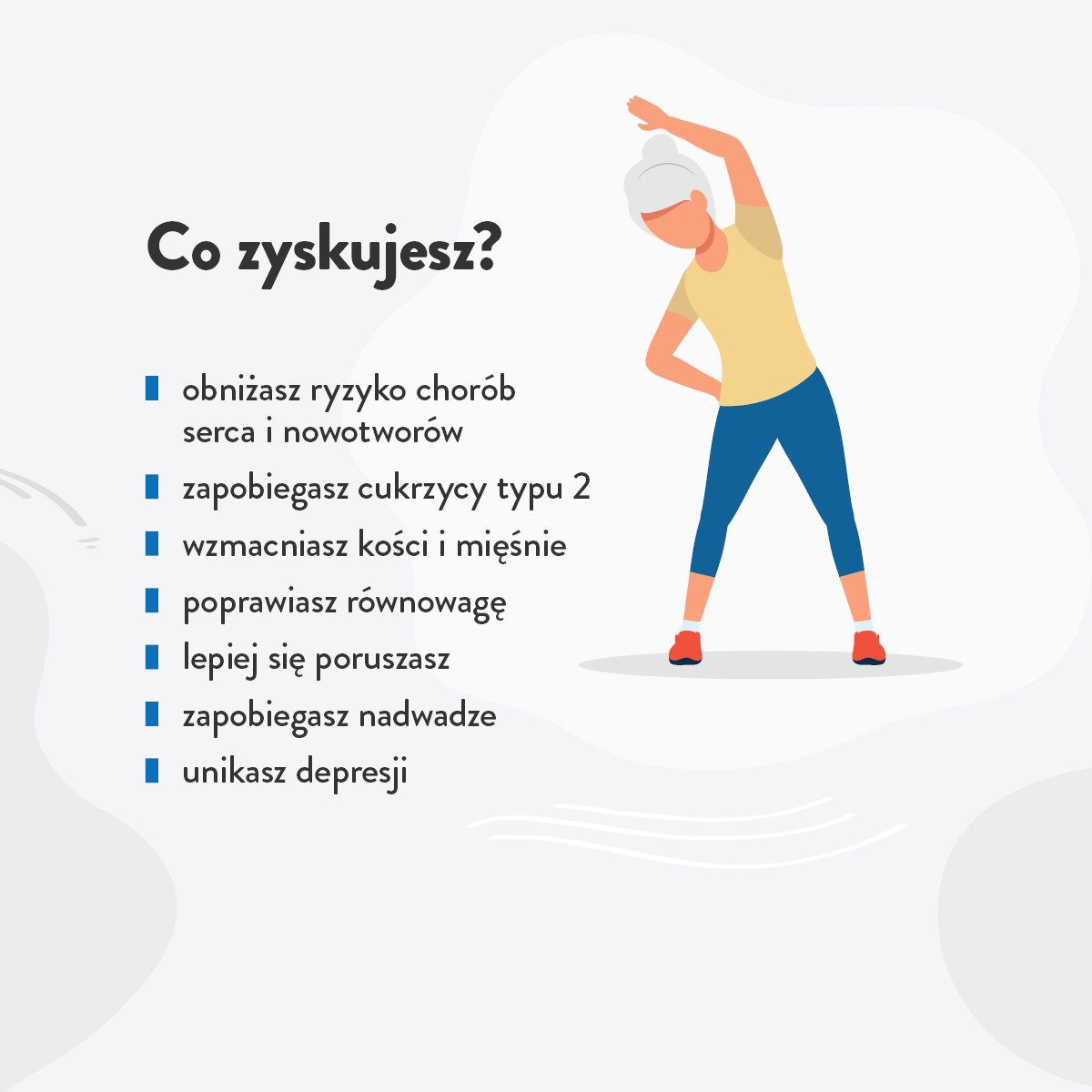 GIS_gov's tweet photo. Ruch to zdrowie, choć często go odkładamy. Masz 60+ i myślisz, że to za późno na sport? Wręcz przeciwnie! Nawet lekka, regularna aktywność wspiera zdrowie i samodzielność. 

☀️ Weekend majowy to dobry moment, by zrobić pierwszy krok!

👉 https://t.co/1CPiFGZSZI https://t.co/6kk67jocxN