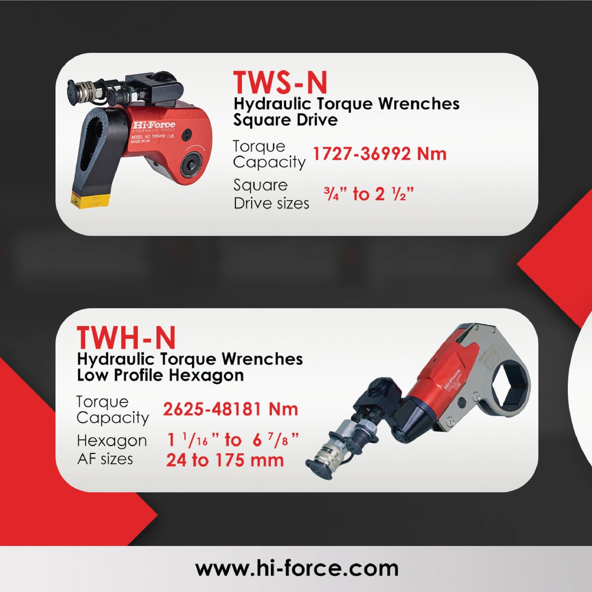 HiForceLimited's tweet photo. Precision matters in modern bolting. Hi-Force TWS-N &amp; TWH-N hydraulic #TorqueWrench ranges deliver accurate, repeatable torque up to 48,181 Nm—lightweight, compact &amp; built for tight spaces. Boost efficiency &amp; uptime. Learn more: https://t.co/NwbxgADN7P #hiforce #boltingoperations https://t.co/ajFQYtiwjr