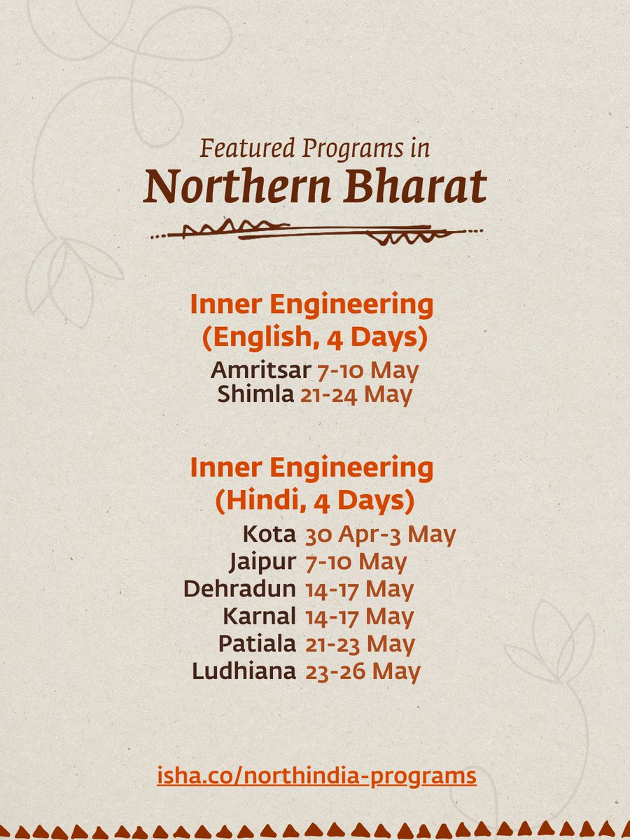 ishafoundation's tweet image. In a continuing effort to offer at least one drop of spirituality to every human being on the planet, Isha programs and events are happening across Bharat. Find programs near you at isha.co/programs.