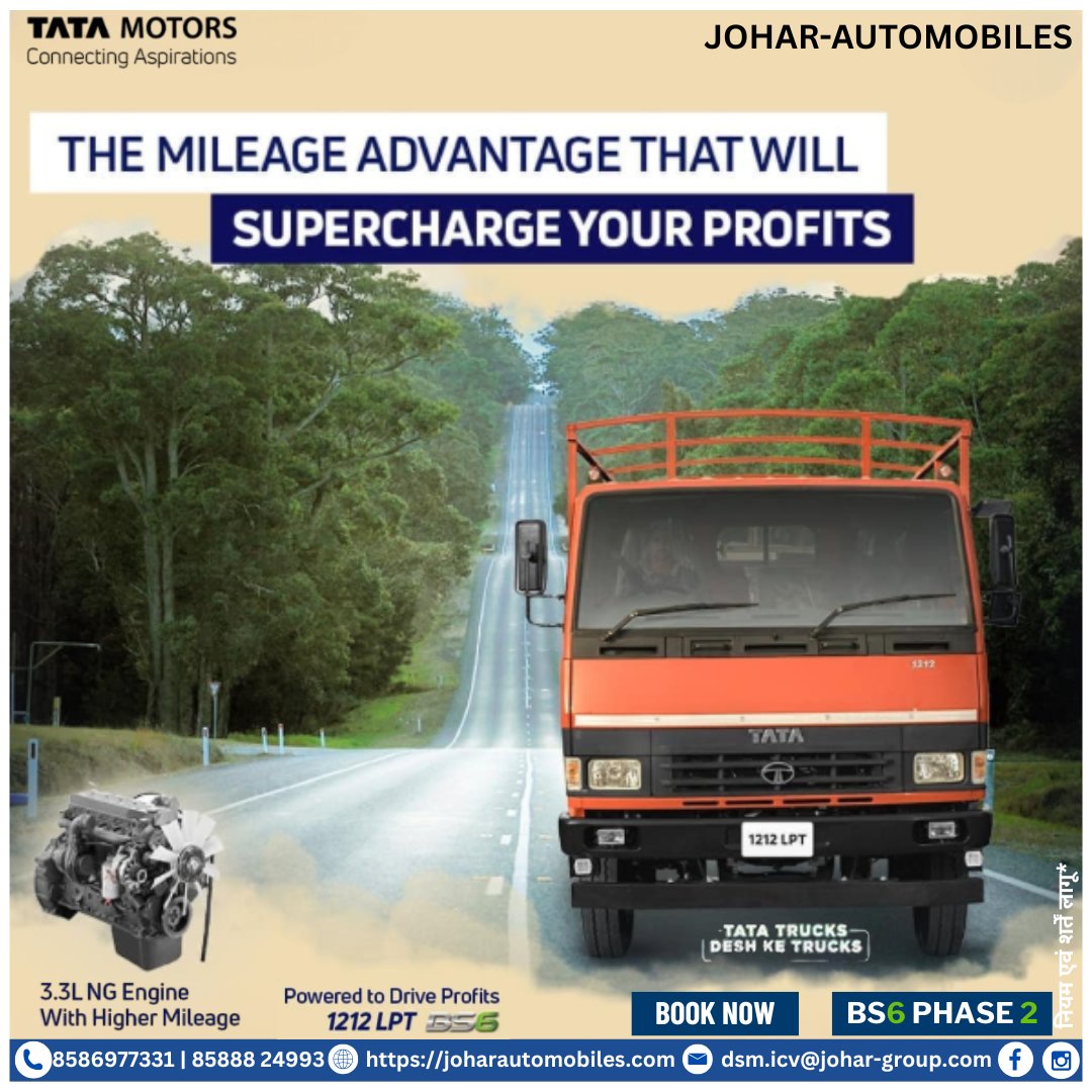 johartatamotors's tweet photo. 🚛Tata 1212 LPT – Your Partner in Heavy-Duty Success!
अधिक जानकारी और गाड़ी बुक करने के लिए तुरंत संपर्क कीजिए जौहर ऑटोमोबाइल्स -:📞 +918586977331
#joharautomobiles #DeshKeTrucks #TataMotors #Tata1212LPT #Tata1212Pickup #BookNow #offroad #BS6Engine #TruckLovers #PowerOnWheels https://t.co/SsPrK8iI2h