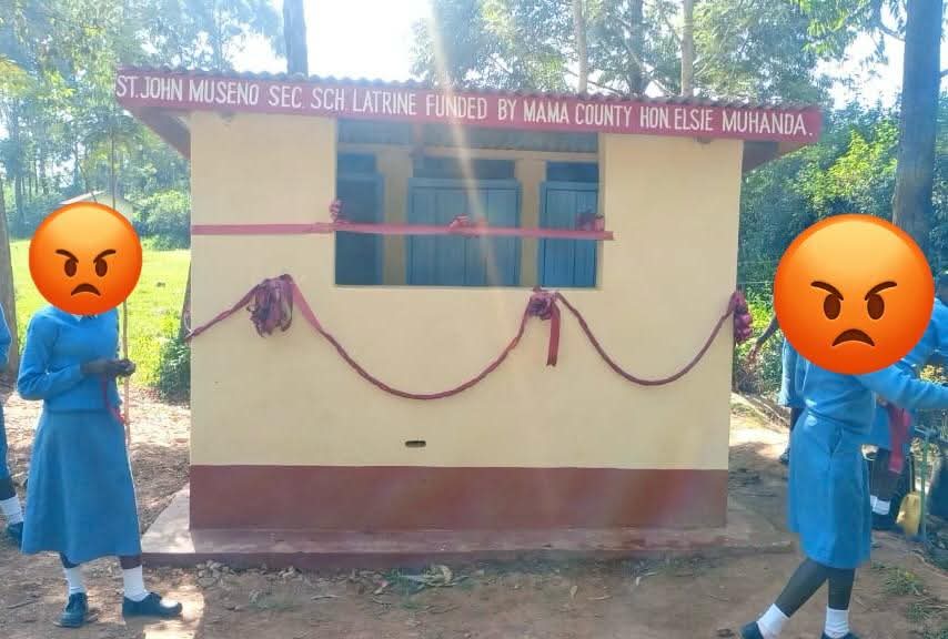 Kakamega Women Representative Elsie Muhanda constructed this tiny toilet at Museno Secondary at a cost of 8.3M KES. 

Here is how it is captured in the books:

1. Actual construction (materials &amp; labour): 300,000 KES
2. Preliminary site clearance &amp; excavation: 1,500,000 KES
3.