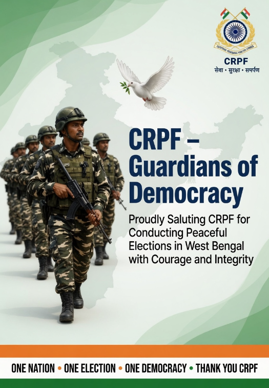 Jawan24x7's tweet image. With “Kavach-Trust,” CRPF set a benchmark in 2026 West Bengal polls, deploying 2.4 lakh personnel and advanced technology, ensuring peaceful voting, record turnout, zero incidents, and strengthening unwavering public confidence in democracy.
#CRPF #WestBengal election bengal EXIT