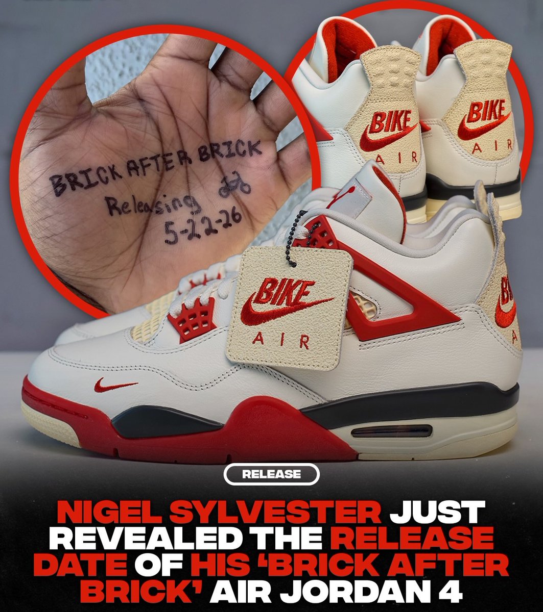 RareX_Community's tweet photo. Nigel Sylvester x Air Jordan 4 Brick After Brick

🔥Nigel Sylvester se prepara para lanzar su segunda colaboración con Air Jordan 4.

👟Este nuevo lanzamiento es la siguiente entrega de la popular serie Bike Air.

https://t.co/i8qUENb1S0 https://t.co/H6wh3gK505