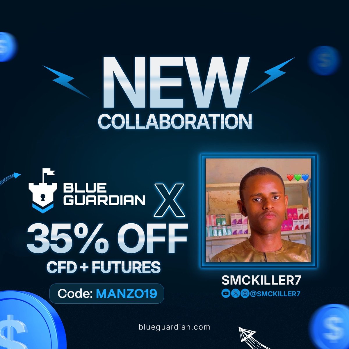 SMCKILLER7's tweet image. Big news! 🚀  

I’m officially a partner with Blueguardian.

Huge respect to the Blueguardian team for building a platform that actually puts traders first. Proud to be working alongside you. Let’s build. 

#Blueguardian #PropTrading #Partnership  

 @SMCKILLER7 @BlueGuardiancom