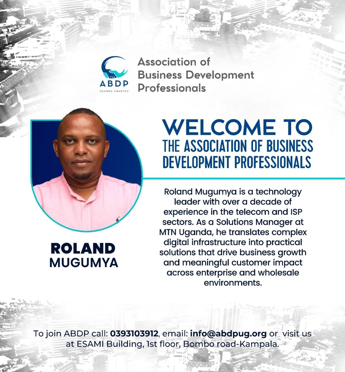 bdprofessionalz's tweet image. We are delighted to welcome Roland Mugumya to ABDP(Uganda Chapter) where his adaptability and ability to translate complexity into practical direction strengthen a network committed to advancing #businessdevelopment &amp;amp; leadership.
Join the ABDP Community; docs.google.com/forms/d/14g1NS…