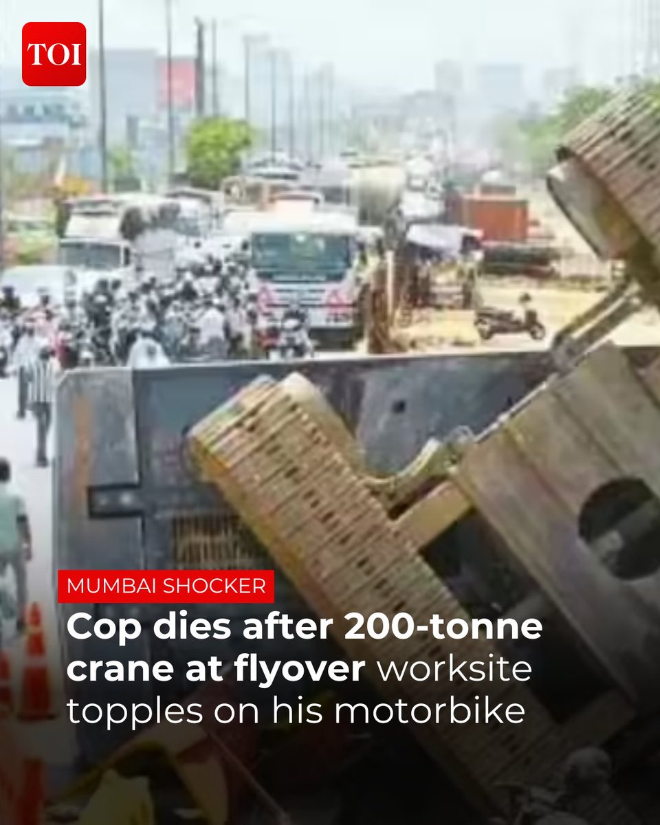 timesofindia's tweet image. A 48-year-old constable attached to Nehru Nagar police station, #SantoshChavan, was killed after a heavy excavator drilling crane toppled on his motorcycle at an under-construction flyover site on Sion-#Panvel #Highway in #Mankhurd on Tuesday night.

More details