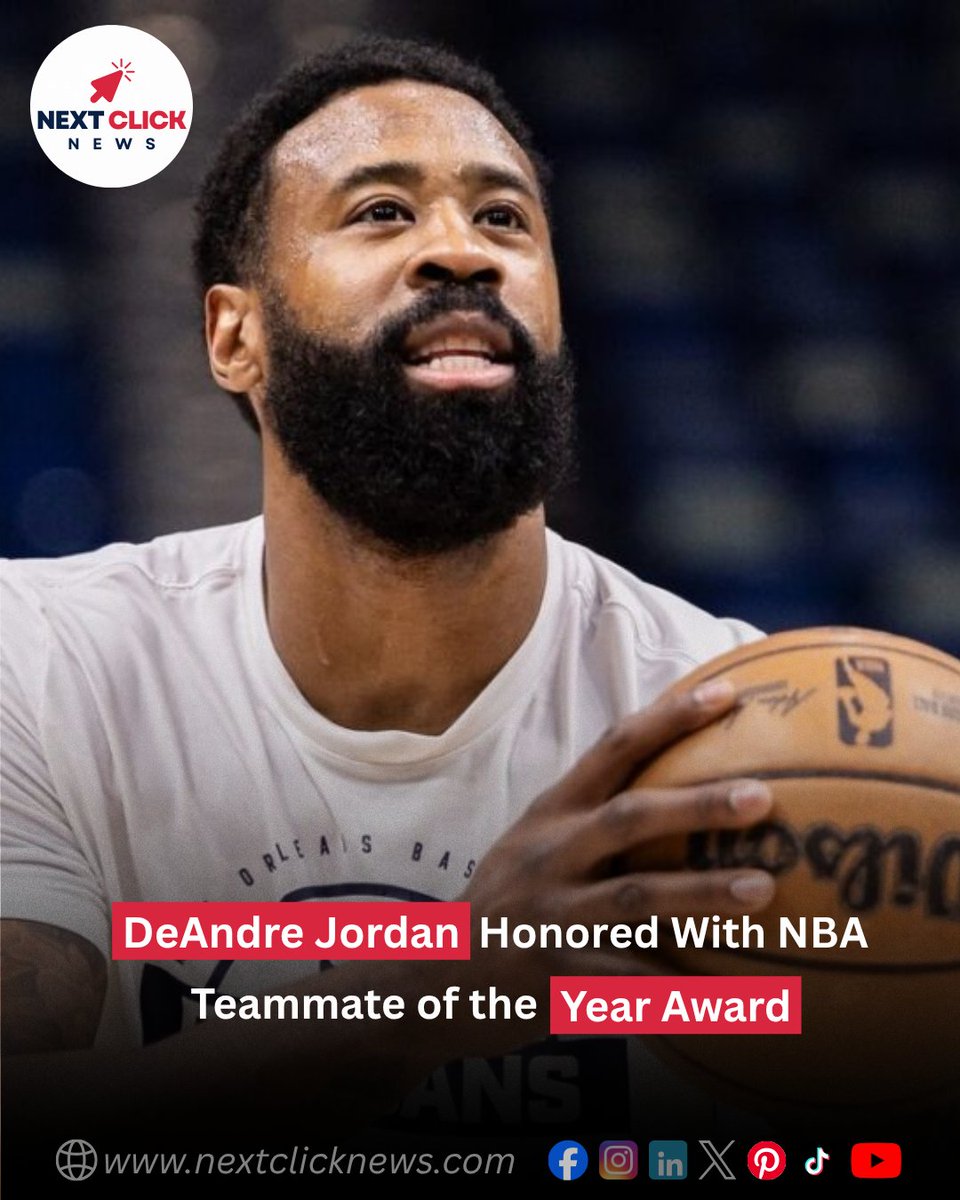 NextClickNews's tweet image. 🏆 The veteran center has been officially recognized with the Twyman-Stokes Teammate of the Year Award for his selfless leadership and mentorship. 

nextclicknews.com/2026/05/01/dea…

#NBA #DeAndreJordan #BasketballNews #NBALeadership #TeammateOfTheYear #NextClickNews