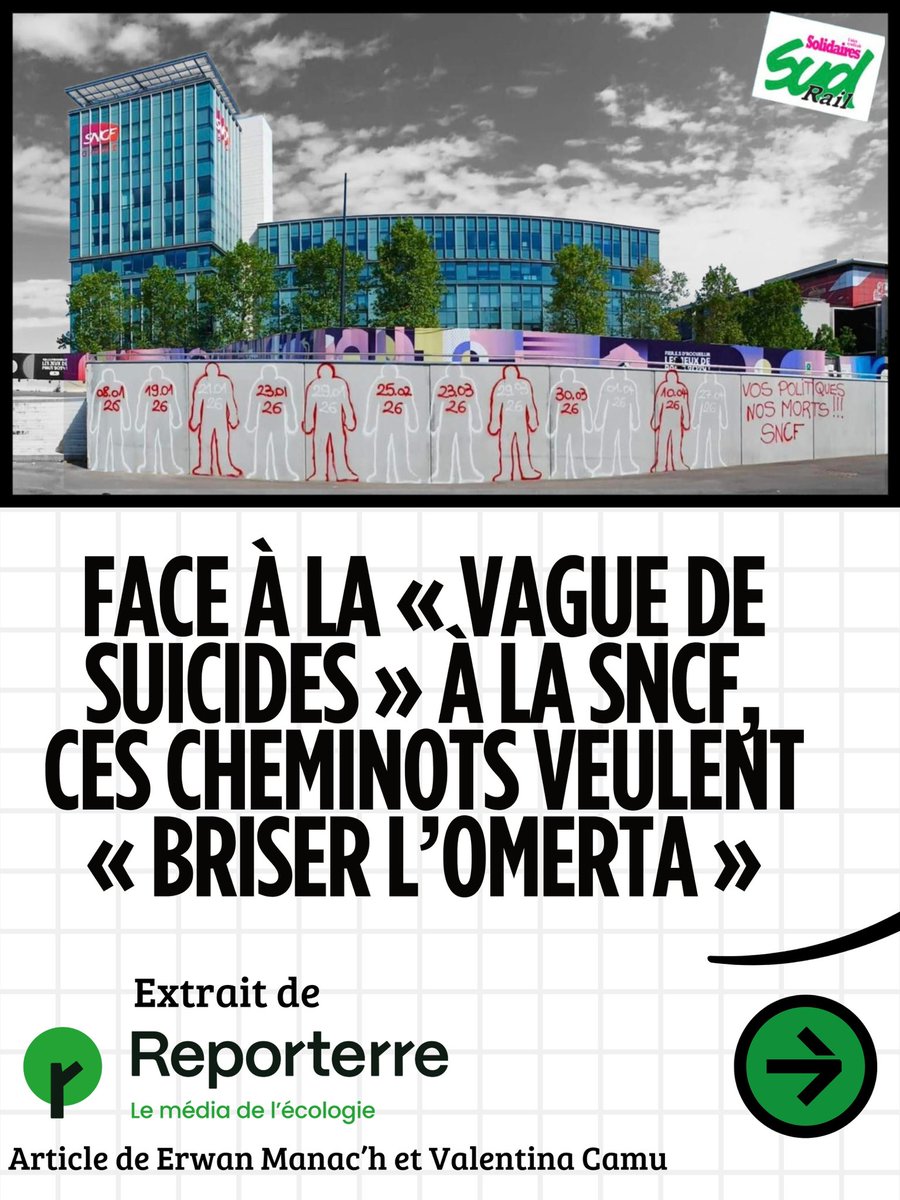 Fede_SUD_Rail's tweet image. 🎙️ « Face à la vague de suicides à la #SNCF, ces cheminots veulent briser l’omerta » … extraits d’un article de @Reporterre 

 [1/2]
