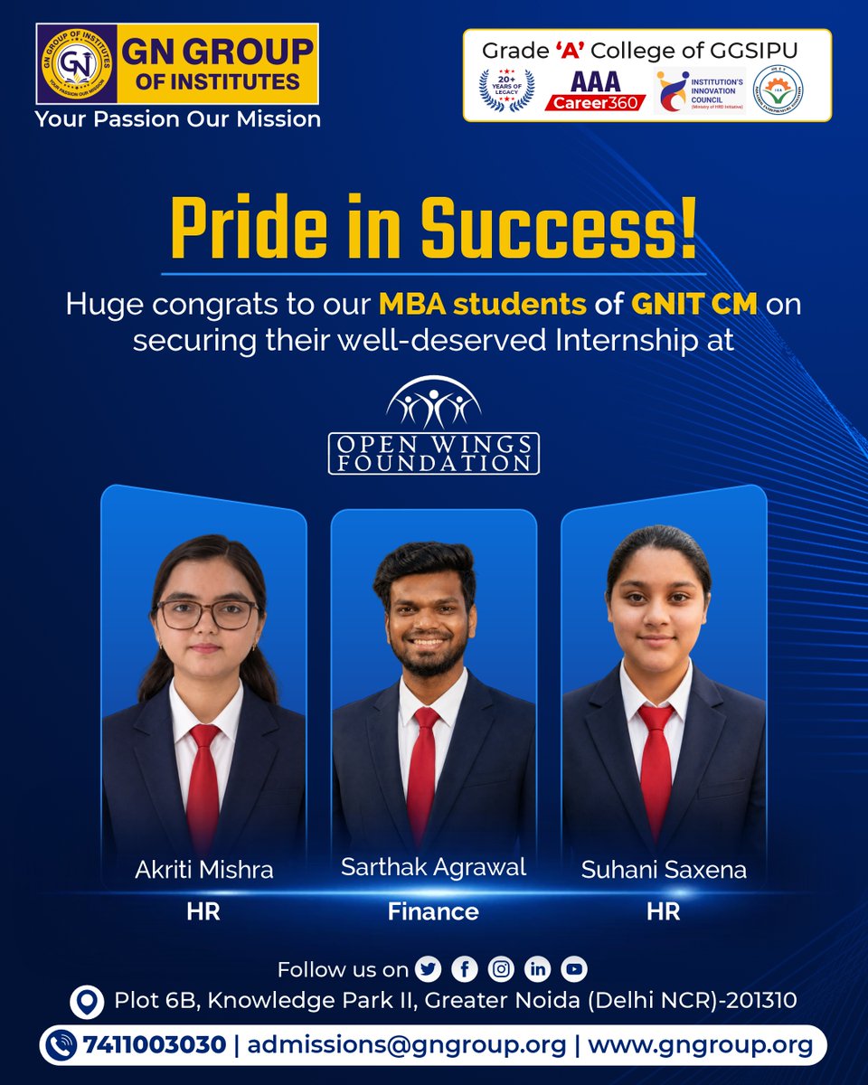 gngroupofficial's tweet image. Big wins, bigger beginnings! 🎉

Congratulations to our MBA students for securing their internships and stepping closer to their dream careers. Your hard work is paying off—keep shining and keep growing! 

#Congratulations #MBA #InternshipSuccess #FutureLeaders #CareerGrowth