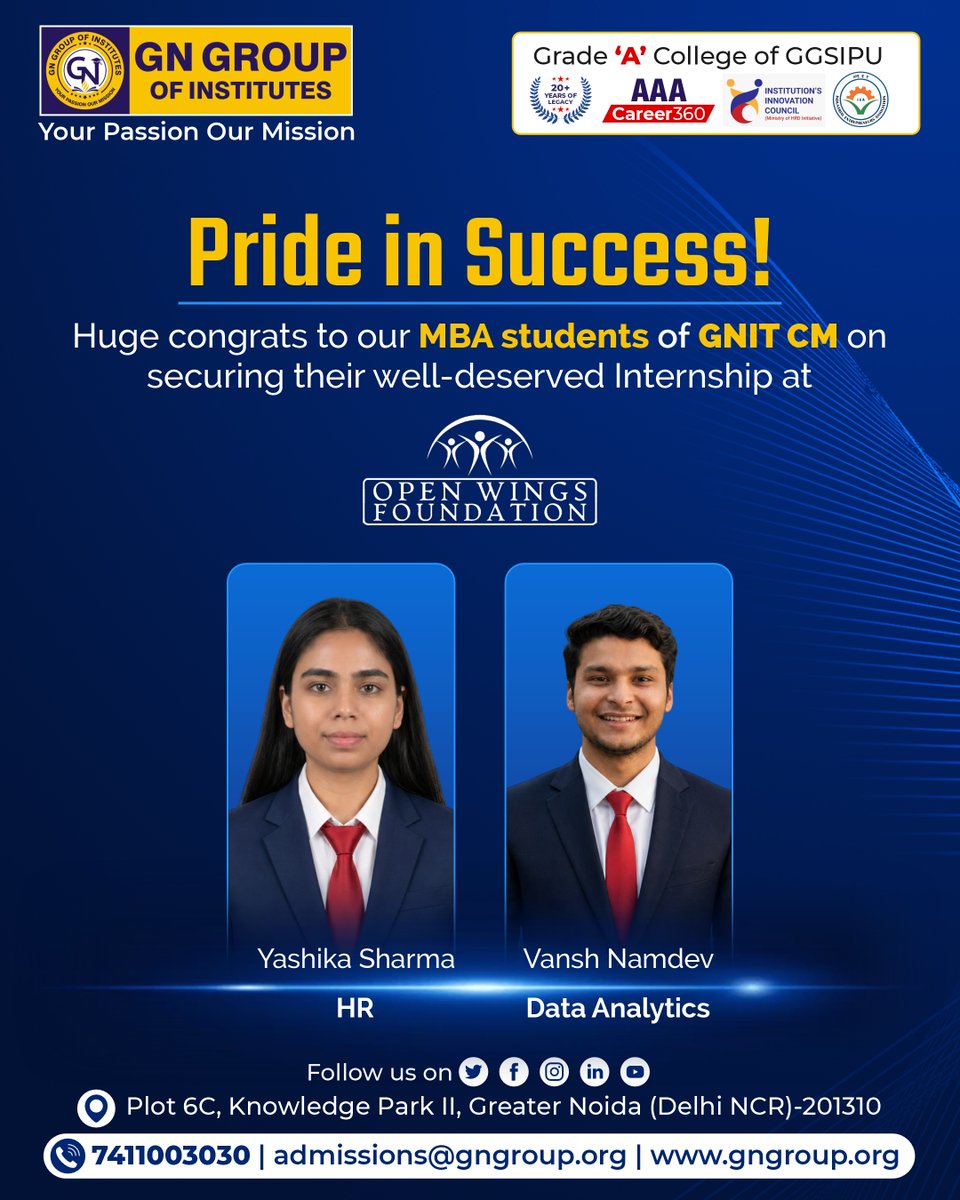 gngroupofficial's tweet image. Big wins, bigger beginnings! 🎉

Congratulations to our MBA students for securing their internships and stepping closer to their dream careers. Your hard work is paying off—keep shining and keep growing! 

#Congratulations #MBA #InternshipSuccess #FutureLeaders #CareerGrowth