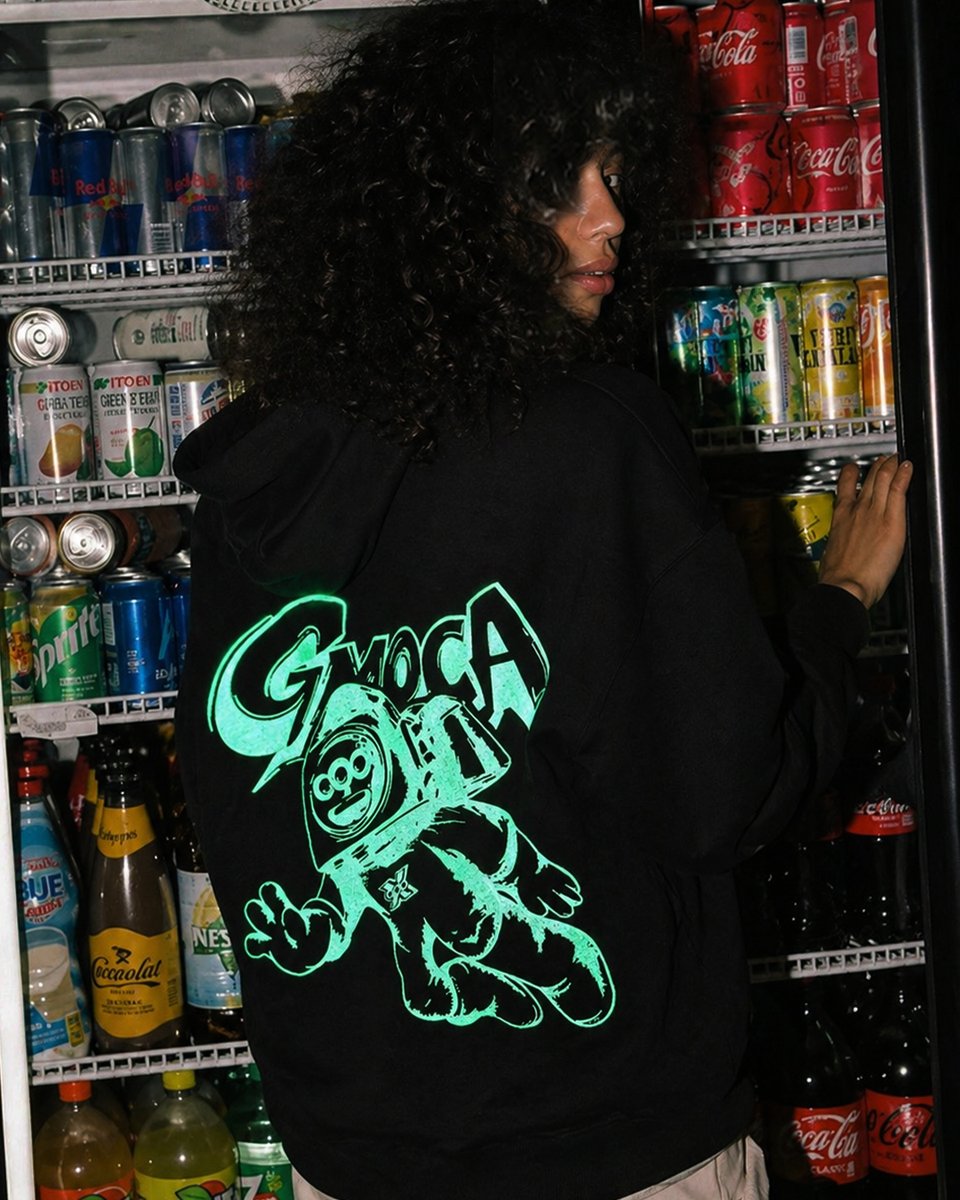 Nxtbrands's tweet photo. MOCA X NXTLABS Spaceman Hoodie🚀

The glow-in-the-dark spaceman graphic is designed to shift with light—low-key in the day, fully activated at night. Same piece, different energy depending on where you wear it. https://t.co/QCoJpf64tJ