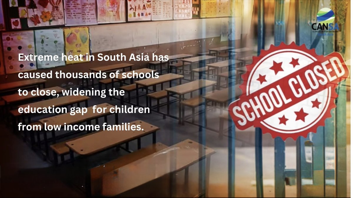 CANSouthAsia's tweet image. Heatwaves are disrupting childhoods across South Asia.
School closures and extreme temperatures are widening learning gaps especially for low-income families.
This is not just climate change. It’s an education crisis.
🎥youtu.be/BvyGNtbDtv8
#Heatwaves #SouthAsia #ClimateChange