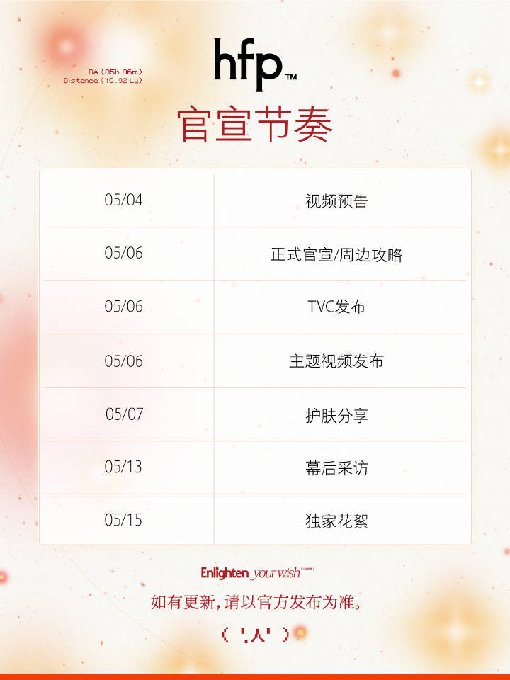 Baekhyun for HomeFacialPro Announcement and Media Release Schedule: 

- 4th May: Video Teaser 
- 6th May: Official Announcement / Merchandise Information, Release of TVC (Television Commercial), Release of themed video
- 7th May: Skincare tips sharing 
- 13th May: Behind the
