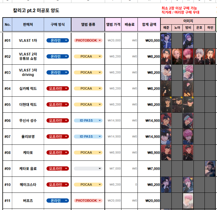 plli_mozi's tweet photo. 칼리고 파트 2 미공포 원가 양도 (💙💗 위주) 

시트 보고 편하게 문의 주세여
DM 멘션 오류 심해서 옵챗이 제일 빨라요! 

플레이브 PLAVE 예준 밤비 칼파투 본새비지 이즈위 TME 큐큐 애니메이트 타워레코드 HMV 위버스 메이크스타 무신사 케타포 위드뮤 뮤직플랜트

https://t.co/6H6Loq94KW https://t.co/h3BmUShsEa